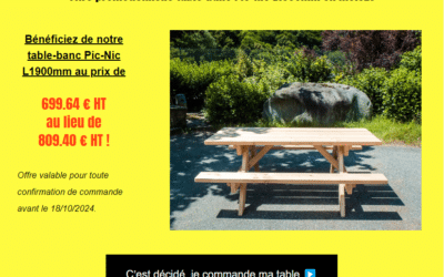 Offre promotionnelle tables Pic-Nic