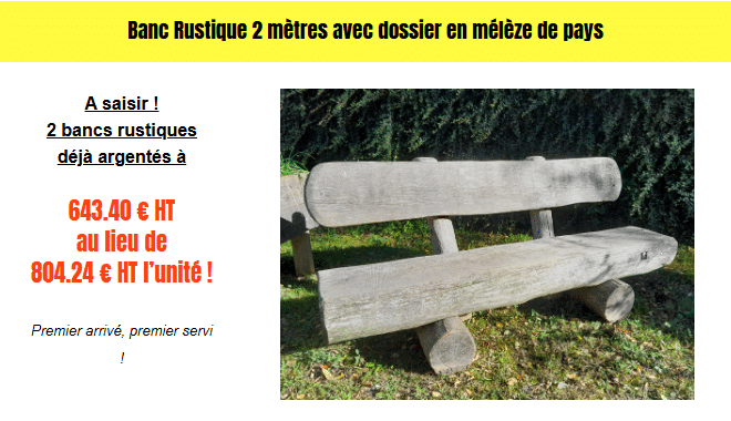 banc rustique meleze bois en promotion